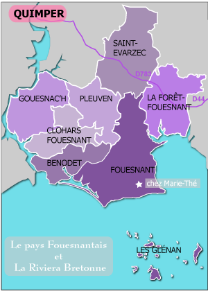 carte du pays fouesnantais et de sa côte la Riviera bretonne